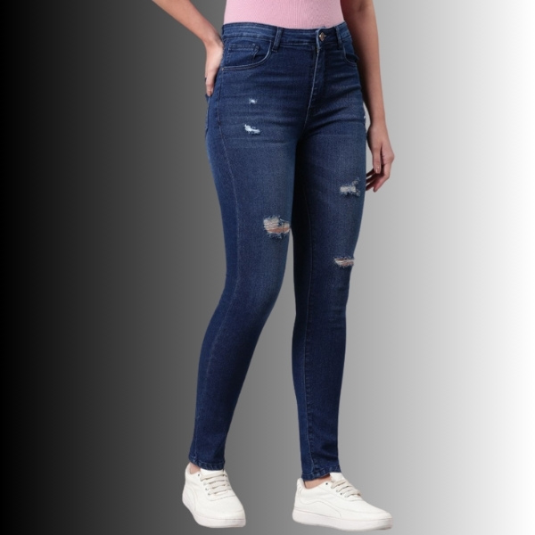 Women Skinny Fit High-Rise Mildly Distressed Heavy Fade Stretchable Jeans