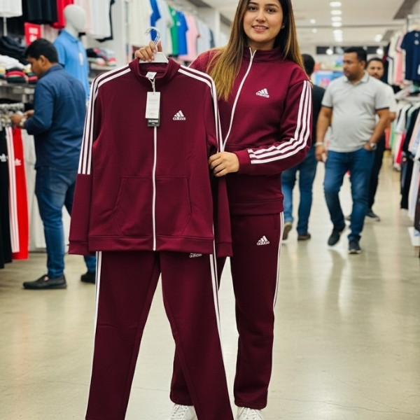 Adidas Women’s 3 stripe Burgundy Track Jacket